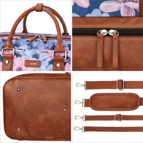 Vista 31 de IBFUN Bolsas de fin de semana para mujer, bolsa grande de lona para viaje, bolsa de viaje con compartimento para zapatos, 21 pulgadas, juego de 3