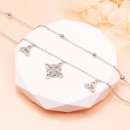 Vista 6 de Tobilleras para mujer de plata de ley S925 ajustable, pulsera de tobillo para pie de playa, regalo de joyería