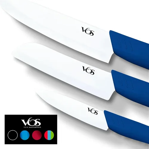 Vista 10 de Vos Juego de cuchillos de cerámica con pelador, juego de cuchillos de cerámica para cocina, juego de cuchillos de cocina ultra afilados con fundas