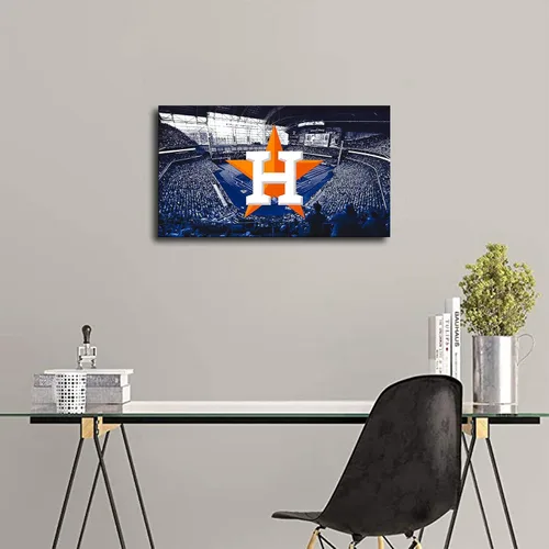 Vista 3 de Houston Astros Póster de béisbol deportivo en lienzo para pared, diseño artístico, decoración del hogar, pintura (enmarcado, 8 x 12 pulgadas)