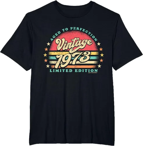 Vista 16 de Camiseta retro de 50 cumpleaños de 1973 de edad a la perfección nacido en los años 70, Negro