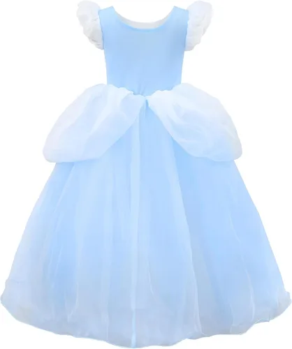 Vista 2 de Vgolar Disfraz de princesa azul iluminado vestido de princesa disfraz de Halloween Cosplay