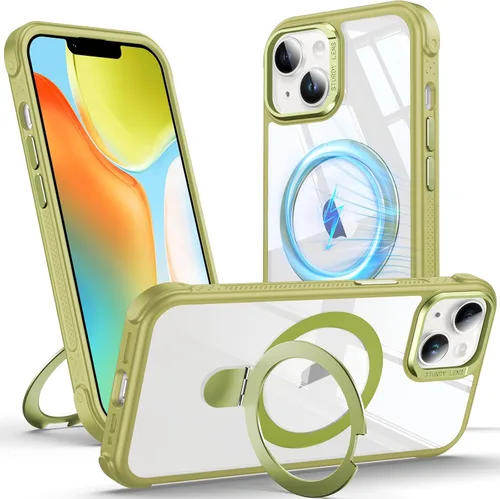 Vista 31 de Anqrp Funda transparente con función atril magnética con junta tórica para iPhone 12/12 Pro, compatible con Mag-Safe, de grado militar, reforzada