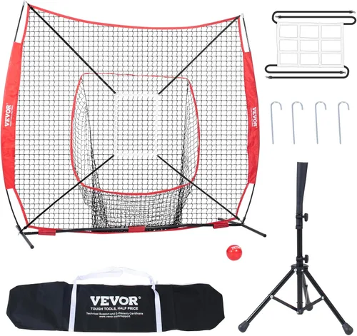 Vista 12 de VEVOR - Red de práctica de sóftbol, red portátil de entrenamiento de béisbol para batear, batear, atrapar, lanzar, equipo de respaldo con marco