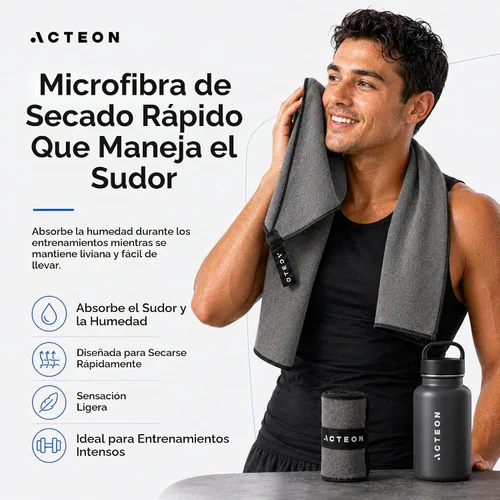 Vista 3 de Acteon Toalla de gimnasio de microfibra de secado rápido, paquete de 5 unidades, fibra absorbente sin olor, secado rápido, equipo de entrenamiento