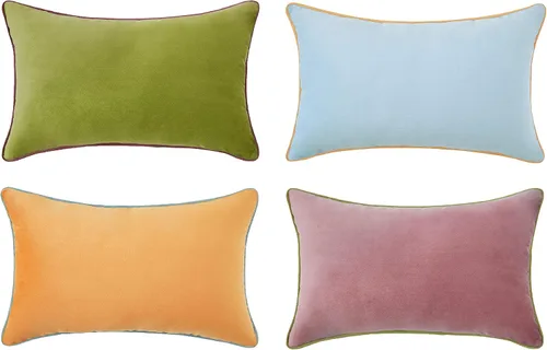 Vista 37 de MONDAY MOOSE - Juego de 4 fundas de cojín decorativas de terciopelo suave, diseño moderno de doble cara; mezcla y combina, rellenos de almohada