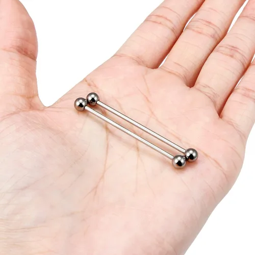 Vista 7 de Vsnnsns 14G 16G G23 - Piercing recto de titanio para lengua, pezón, joyería industrial, piercing para cartílago, tragus, joyería para mujeres