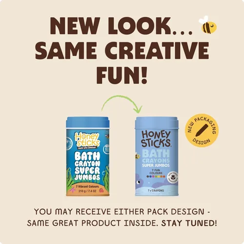 Vista 6 de Honeysticks Crayones de baño súper jumbo no tóxicos (paquete de 7) para niños pequeños de 1 a 3 años y niños de 4 a 8 años, crayones de cera