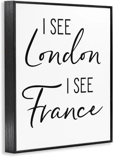 Vista 2 de Stupell Industries 'I See London and France Saying Bathroom Humor', arte giclée enmarcado, negro, 16 x 20 pulgadas, fácil de colgar y resistente