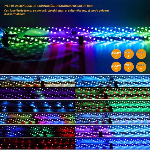 Vista 4 de DREAMIZER Luz LED de látigo – Látigos de luz para UTV ATV – Luz LED en espiral de roca con banderas de Estados Unidos para RZR Can-Am X3 Ranger 1