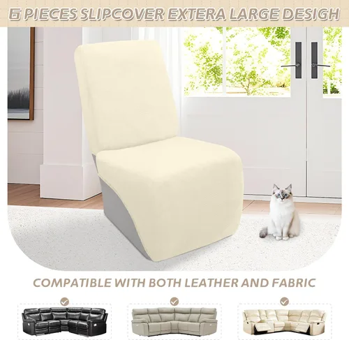 Vista 193 de Arfntevss Fundas de sofá seccional reclinable de terciopelo, Funda de sofá seccional de esquina para sofá reclinable, Funda elástica suave
