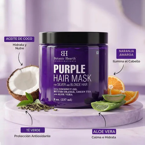 Vista 5 de Botanic Hearth Mascarilla morada para el cabello, para cabello rubio, plateado y gris, sin sulfatos ni parabenos, 8 onzas líquidas Para cabello
