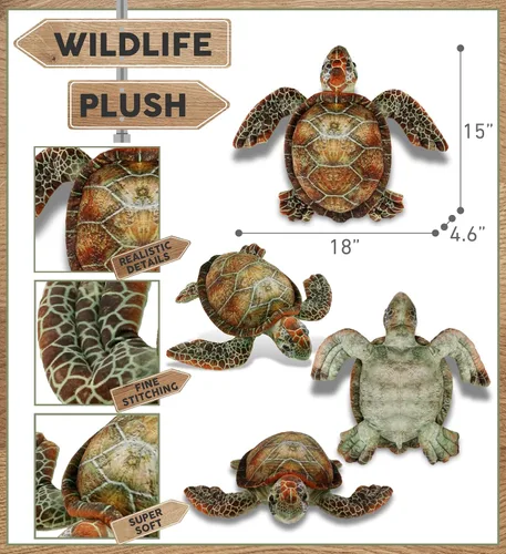 Vista 3 de DolliBu Animal de peluche de tortuga marina – Peluche de tortuga abrazable, adorable juguete de peluche de tortuga marina, lindo regalo de animales