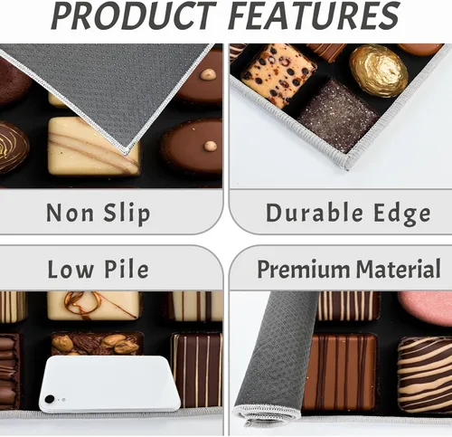 Vista 5 de Kitchen Mat Set of 2 Pcs, 3D Chocolate Patchwork Non Slip Rugs for Kitchen Floor, Retro Geometric Absorbent Runner Comfort Standing Mats Washable