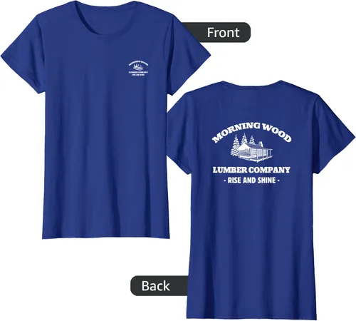 Vista 12 de Morning Wood Lumber Company - Camiseta con estampado de espalda delantera, Negro, S