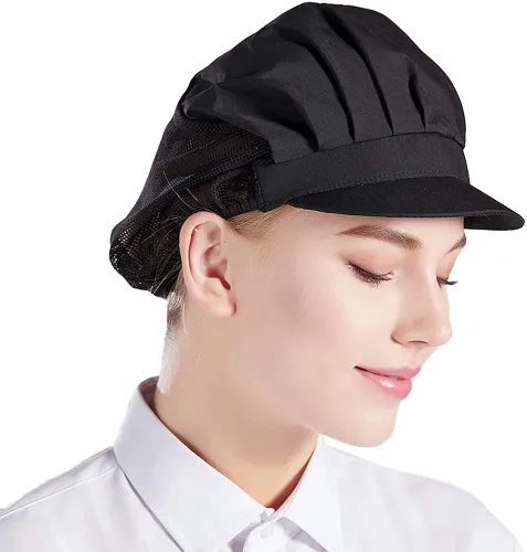 Vista 5 de Nanxson 3 piezas de sombrero de chef de cocina, gorra de chef de cocina, redes para el cabello CF9033