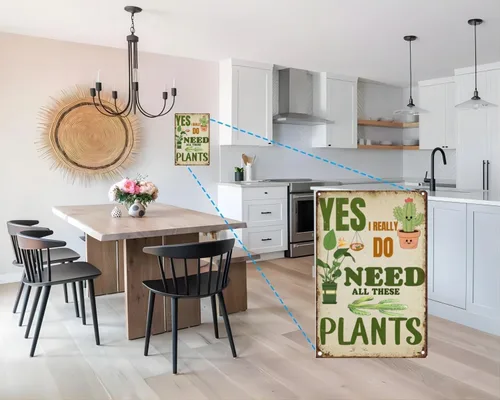 Vista 2 de Divertido letrero de pared para amantes de las plantas, letrero de metal retro para jardín, hogar, cocina o invernadero, decoración humorística