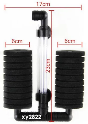 Vista 6 de XY-2822 Bomba de aire Filtro de agua de doble esponja para acuario (paquete de 1)
