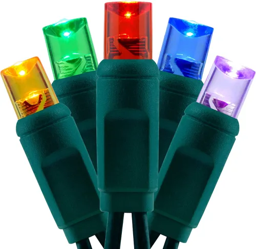 Vista 8 de Luces de Navidad de gran angular de una pieza rojas y verdes, 140 unidades, 48 pies, 2 juegos de 70 LED de 24 pies de alto, impermeables, 0.197 in