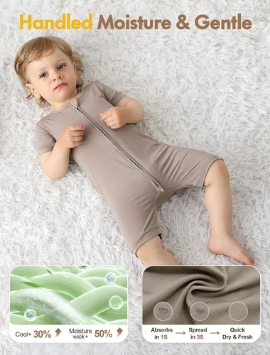Vista 3 de JunNeng Viscose from Bamboo Baby Sleeper, Short Sleeve Romper Jumpsuit