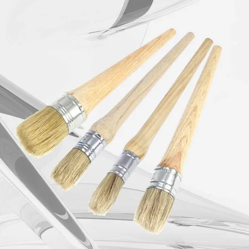 Vista 8 de Juego de 4 brochas de cera profesionales para pintura de tiza con cerdas naturales para folkart de 0.787 in, 0.984 in, 1.181 in, 1.575 in