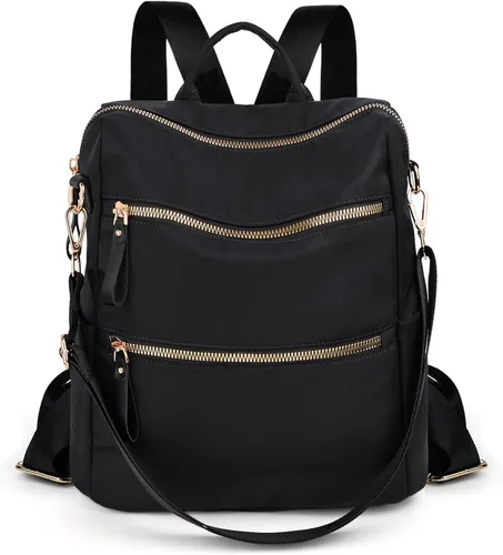 Vista 2 de Uromee Mochila para mujer, bolsa de hombro impermeable de nailon para viaje, 303. Negro, Mochilas Daypack