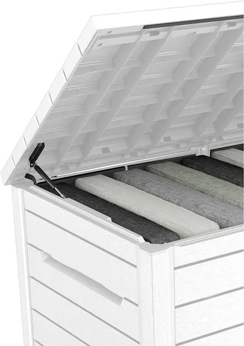 Vista 6 de Keter XXL Caja de Almacenamiento para Terraza de 230 Galones Contenedor Exterior para Patio ~ Blanco