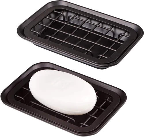 Vista 8 de SheeChung Jabonera para baño y cocina, bandeja para jabón de acero Negro