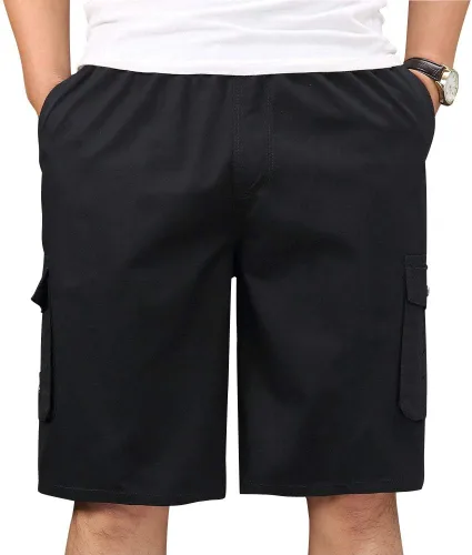 Vista 3 de Pantalones cortos de sarga de algodón ligero para hombre, con cintura elástica y cordón