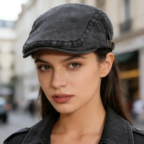 Vista 2 de Gorra vaquera de algodón ajustable unisex Negro