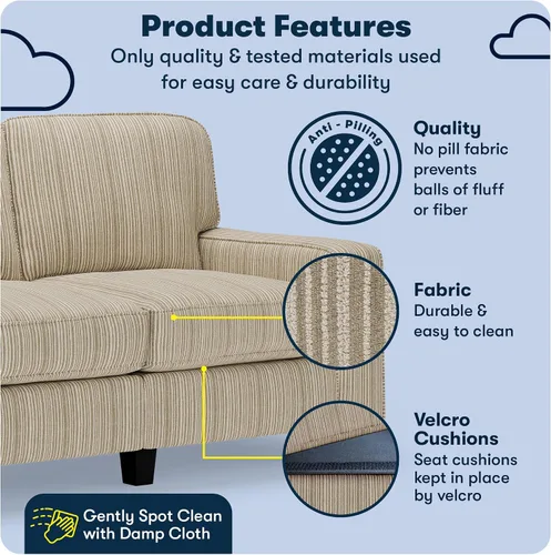 Vista 3 de Serta Palisades Sofás Tapizados para Sala, Sofá de Diseño Moderno, Tela, Beige