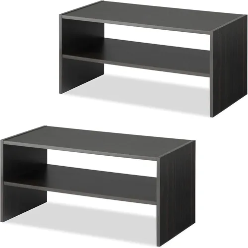 Vista 9 de Whitmor - Estante para zapatos apilable de madera con 2 estantes, nogal, 61 centímetros, paquete de 2