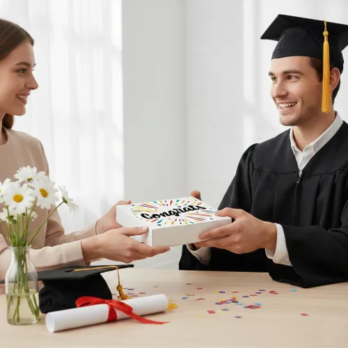 Vista 6 de Paquete de 4 cestas de regalo de felicitaciones para niños, hombres, mujeres, amigos de graduación Sin frutos secos, Kosher