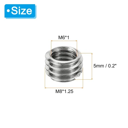 Vista 2 de PATIKIL Adaptadores de rosca Manga Tuerca Reductora, 10 piezas M8*1.25 macho a M6*1 hembra Tuerca de inserción de reparación Tornillo Reductor