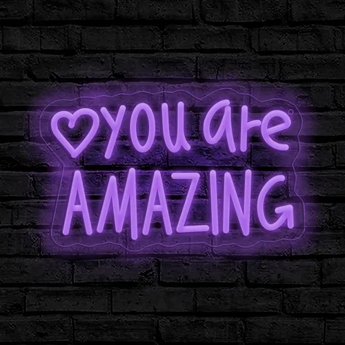 Vista 12 de Letrero de neón "You Are Amazing" para decoración de pared para dormitorio, aula, bar, pub, club, guardería, colgante, luz LED rosa USB regulable