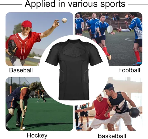 Vista 5 de TUOYR Camiseta de compresión acolchada con protector de pecho para camiseta de fútbol y paintball