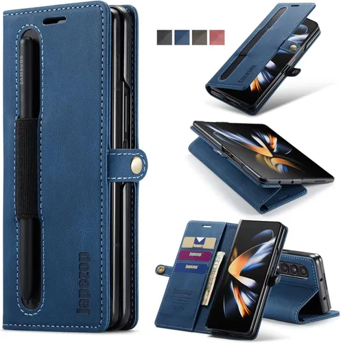 Vista 10 de Funda tipo cartera para Samsung Galaxy Z Fold 3 con soporte para bolígrafo S, color negro