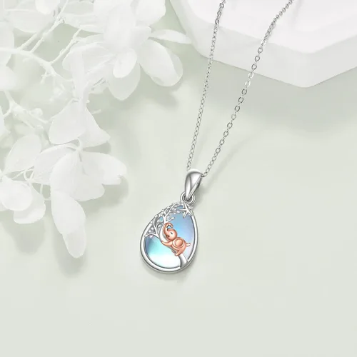 Vista 4 de Collar de plata de ley 925 con colgante de zorro, libélula, colibrísirena, para mujeres y niñas