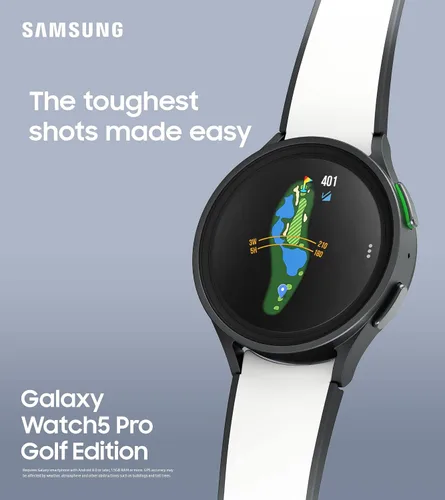 Vista 11 de SAMSUNG Galaxy Watch 5 Pro Golf Edition, reloj inteligente Bluetooth de 1.772in con rastreador de cuerpo, salud, fitness y sueño, batería mejorada