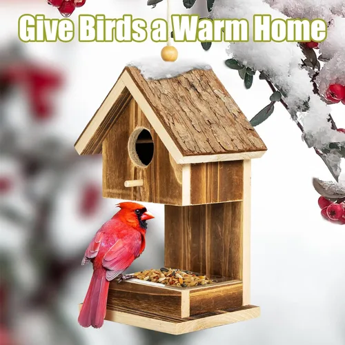 Vista 6 de Casas de pájaros para colgar en el exterior, comedero para colibríes, cardenal Wren, pájaros silvestres, pájaros silvestres, pequeña casa de pájaros