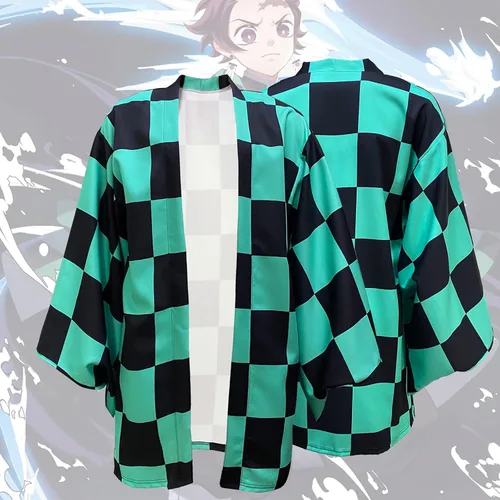 Vista 9 de TUMUSKER Kamado Tanjirou Costume Cosplay Kimono Cloak Cape Halloween Outfit for Adults Kids Children Cloak only