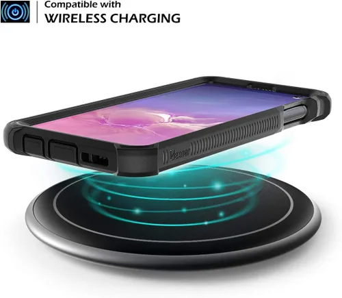 Vista 7 de Dexnor Funda para Galaxy S10E con protector de pantalla integrado, transparente, resistente, de cuerpo completo, a prueba de golpes, parte trasera