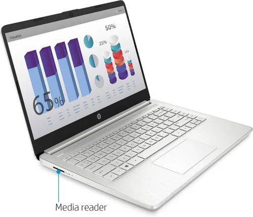 Vista 4 de HP Laptop HD de 14", Intel Core i5-1035G1, gráficos Intel UHD, 8 GB SDRAM, SSD de 256 GB, plata natural, Windows 10