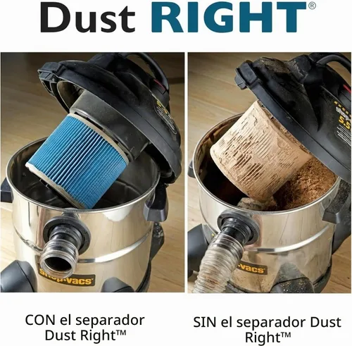 Vista 2 de Dust Right Separador de polvo + manguera Flex-Form de 36 pulgadas, colector de polvo ciclón que separa aserrín, astillas de madera, desechos y más