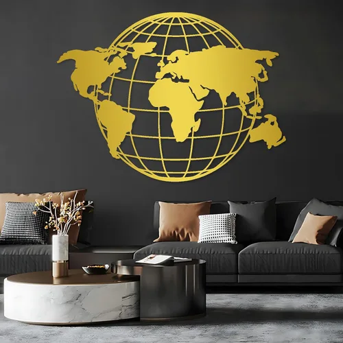Vista 5 de Arte de pared de mapa del mundo metálico, mapa global del mundo, continentes de mapa del mundo de metal, arte de pared de tierra, arte de pared