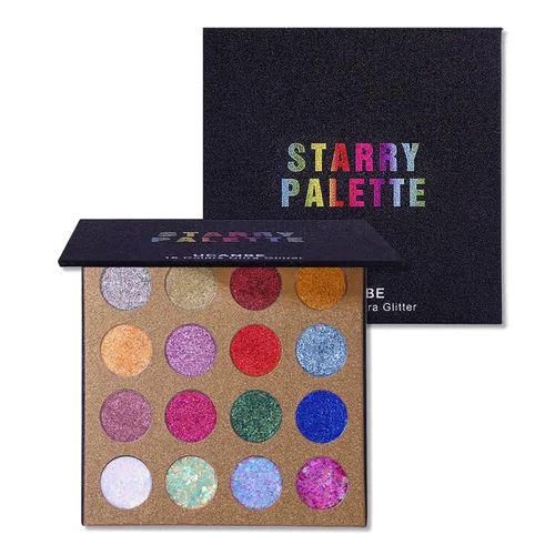 Vista 8 de UCANBE Pro Paleta de Sombra de Ojos con Purpurina - Paleta Profesional de 16 Colores - Polvo de Sombra de Ojos con Purpurina Prensada Gruesa y Fina