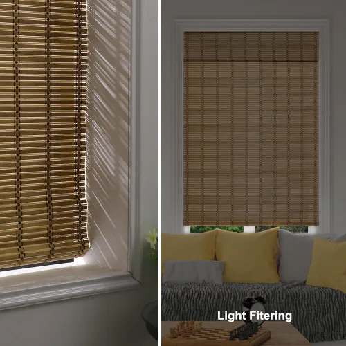 Vista 5 de LUCKUP Persianas romanas de bambú sin cordones, persianas enrollables para ventanas de interior, filtro de luz, protección UV, persianas de bambú