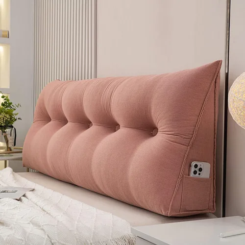 Vista 10 de Almohada grande triangular para respaldo, almohada de lectura suave para relleno, cojín lumbar para el hogar, lavable para dormitorio, sofá cama