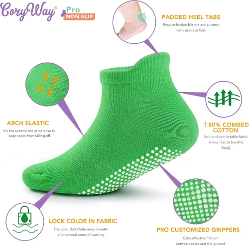 Vista 2 de CozyWay - Calcetines antideslizantes para bebés niños y niñas paquete de 6 y 12 unidades calcetines y tobilleras antideslizantes para bebés y niños