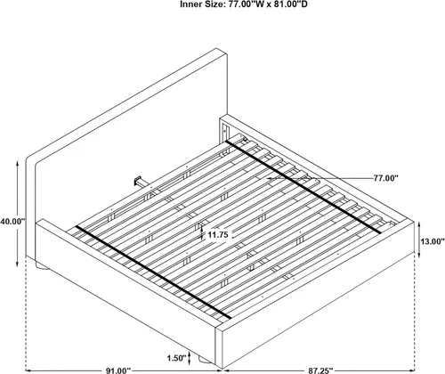 Vista 3 de Coaster Home Furnishings Gregory - Cama de plataforma tapizada grafito